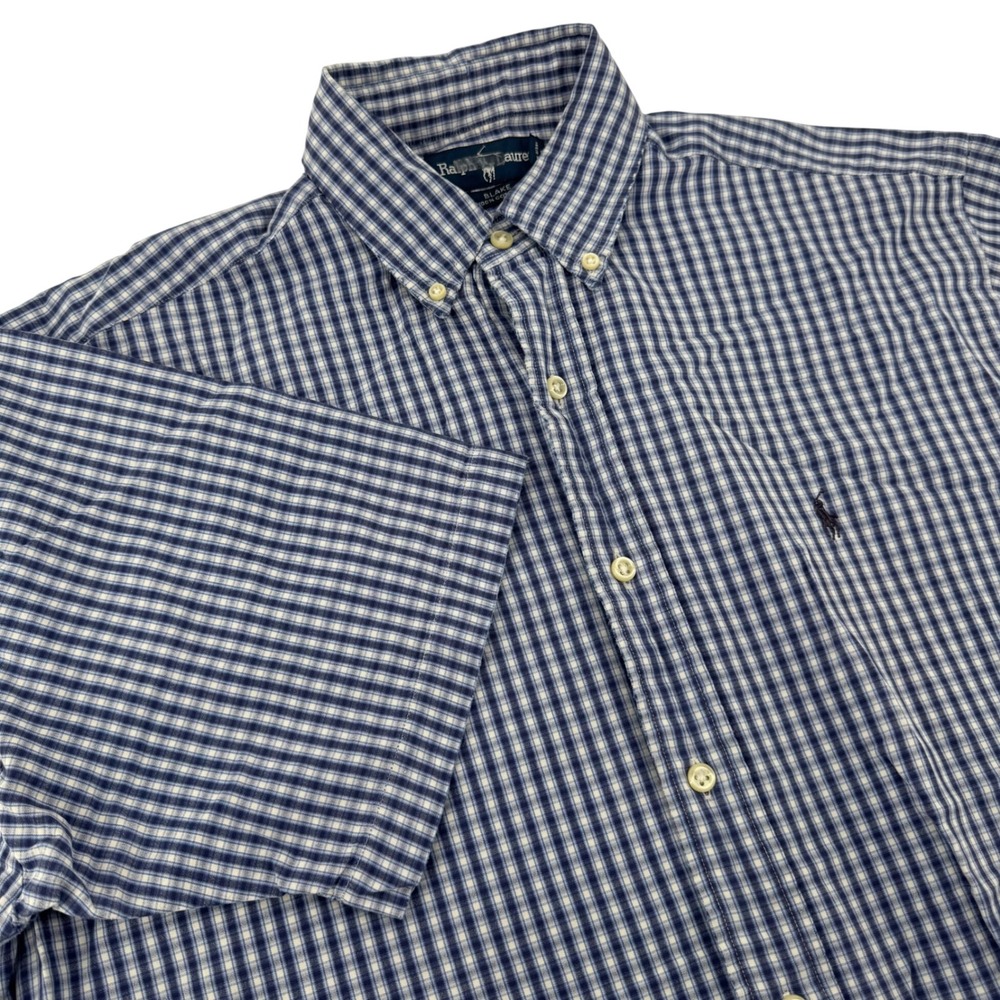 Ralph Lauren Blake Mens Medium Gingham Check Short Sleeve Button Down Shirt